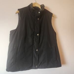 Lady Hathaway Womens Black Reversible Faux Fur-lined VestSize XL